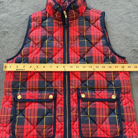 J.Crew Red Plaid Quilted Full Zip Puffer Sleeveless Casual Vest Women's Size S - Picture 5 of 7